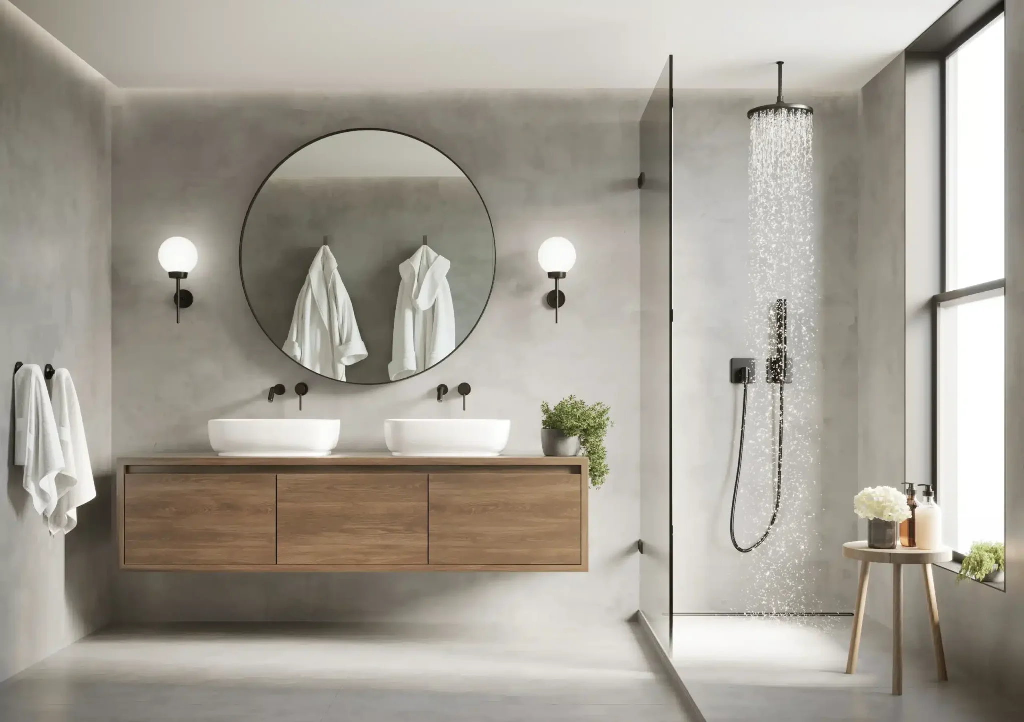 meuble bois salle de bain double vasque